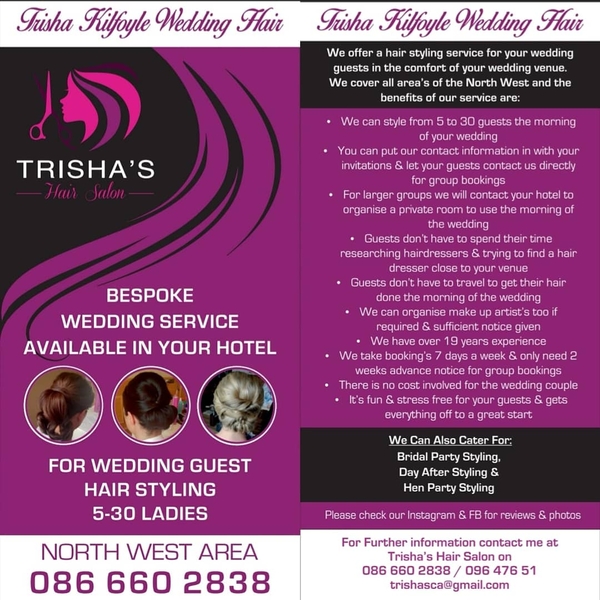 Trisha's Hair Salon / Wedding Hair €250